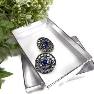 A&I Blue and Silver clip on Earrings